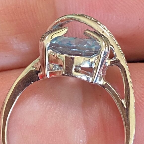 Ring Size 6.5 Blue Topaz Sterling Silver 925 Women Semi-Precious Stone - Picture 3 of 8